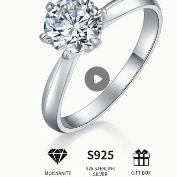 925 Silver Inlaid 2 carats Moissanite Ring - Picture 6 of 9